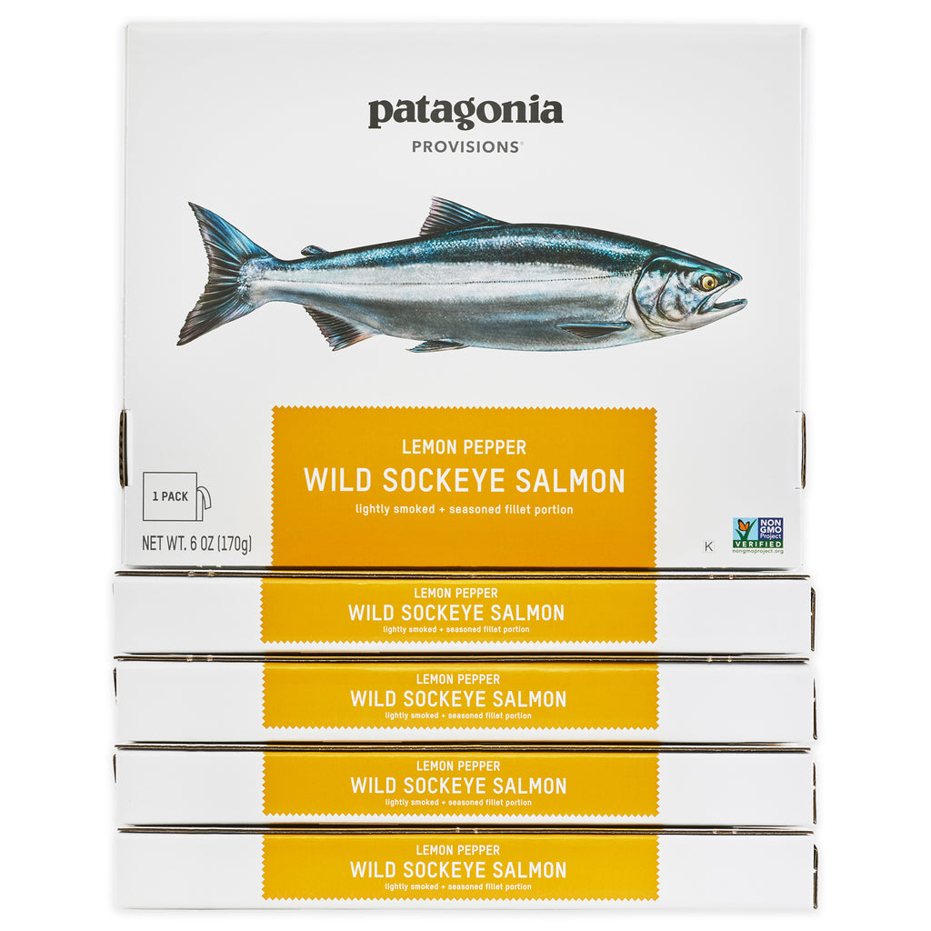 5 Pack of Wild Sockeye Salmon (Lemon Pepper, 6 oz Fillet) by Patagonia Provisions - Responsibly Sourced, Non-GMO