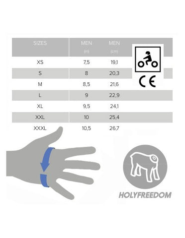 HOLY FREEDOM BULLIT GLOVES SIZE CHART