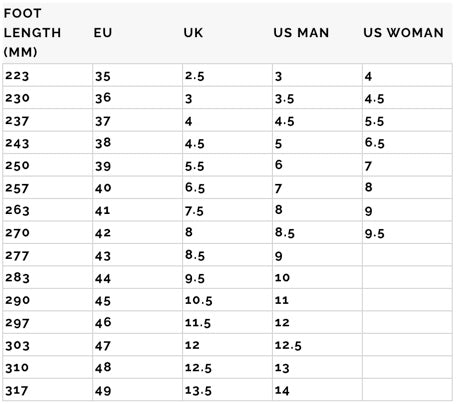 TCX STREET 3 TEX SIZE GUIDE