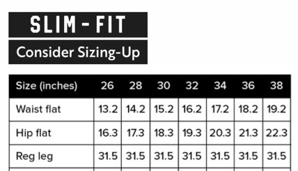 BSMC PROTECTIVE ROAD JEANS SIZE CHART