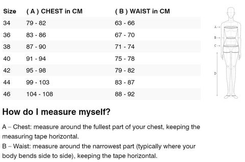 REV'IT! CORAL LADIES JACKET SIZE GUIDE