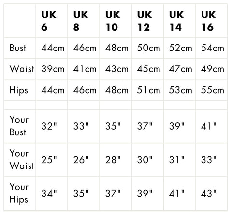 GOLDTOP WOMEN'S JACKET SIZE GUIDE