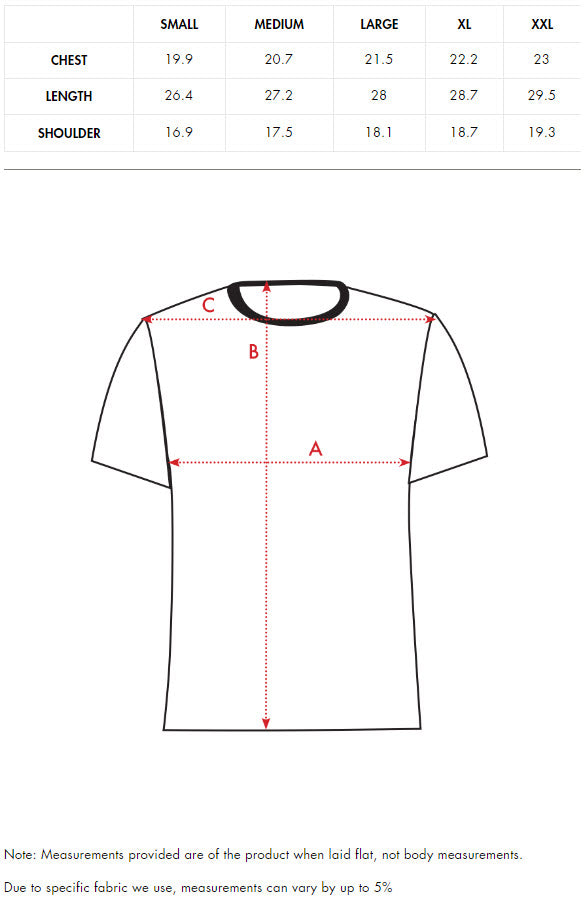 FUEL RACING DIVISION T SHIRT SIZE GUIDE