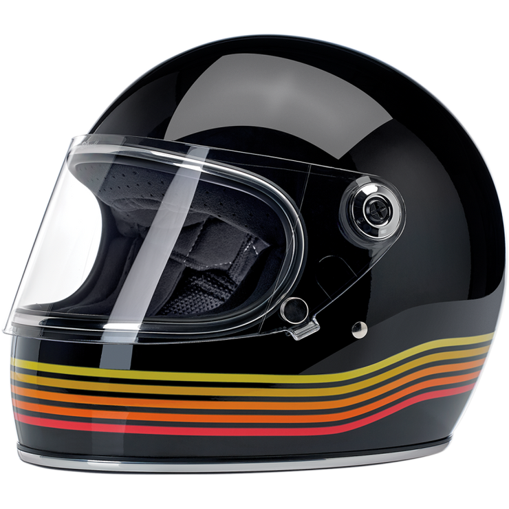 BILTWELL GRINGO S ECE HELMET - GLOSS BLACK SPECTRUM