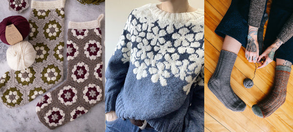 Granny Hexi Stocking, Drawing Sweater & Bear Paw Socks
