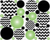 Green Radial and Black Chevron Polka Dots Wall Decals Stickers