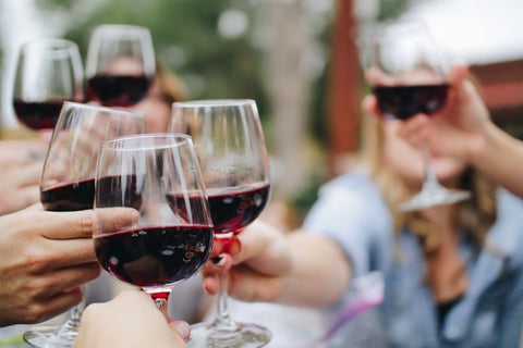 red wine in glasses