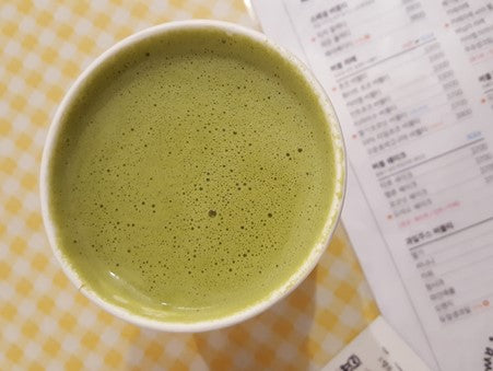 bowl of throthy matcha instead of coffee