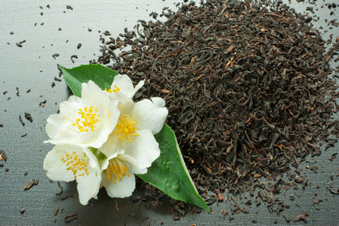 Jasmine flowers with loose leaf tea