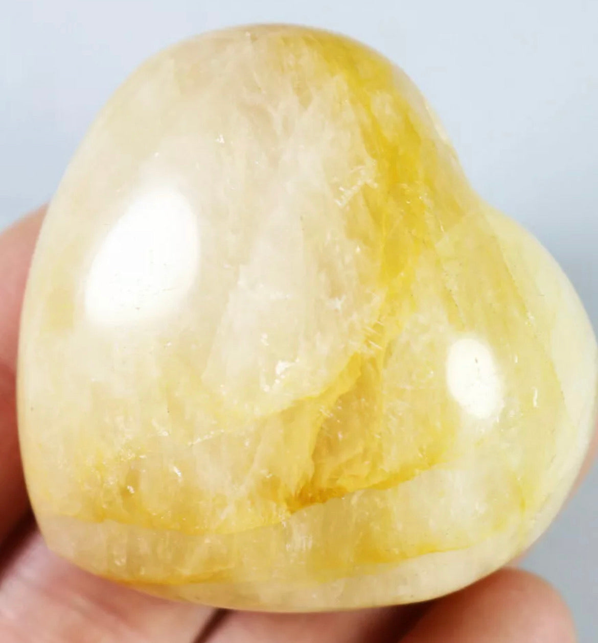 Natural Yellow Phantom Multi Inclusions Rainbow Crystal Heart Palm Sto Lde Affinity Jewelry