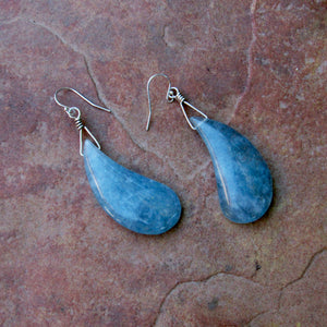 Blue Kyanite gemstone and Sterling Silver Drop Earrings
