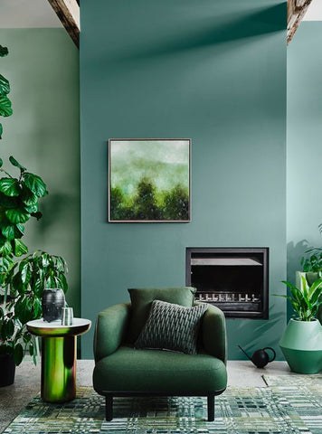 monochromatic green living room