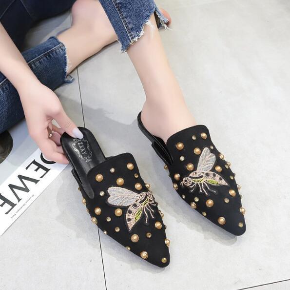 Luxury Women Mules Ladies Summer Slippers Women Shoes New Low Heels Flat Casual Shoes Woman Flip Flo