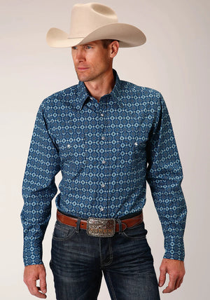 Roper Men's Performance / Allover Print MiniAztec Long Snap Shirt - Gavel Western Wear - Men's Snap Button Shirts