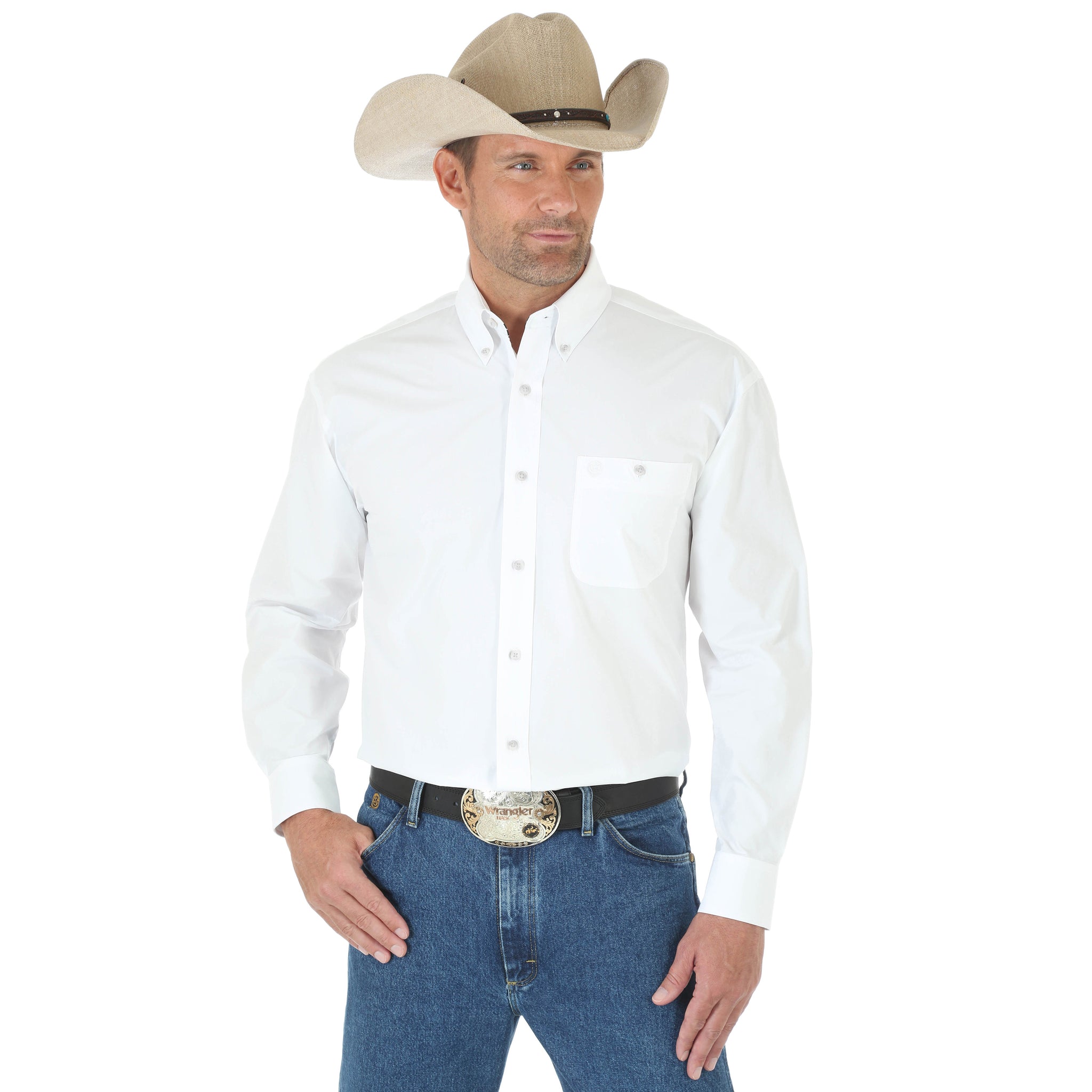 Wrangler Men's George Strait Long Sleeve Shirt White - Gavel Western Wear
