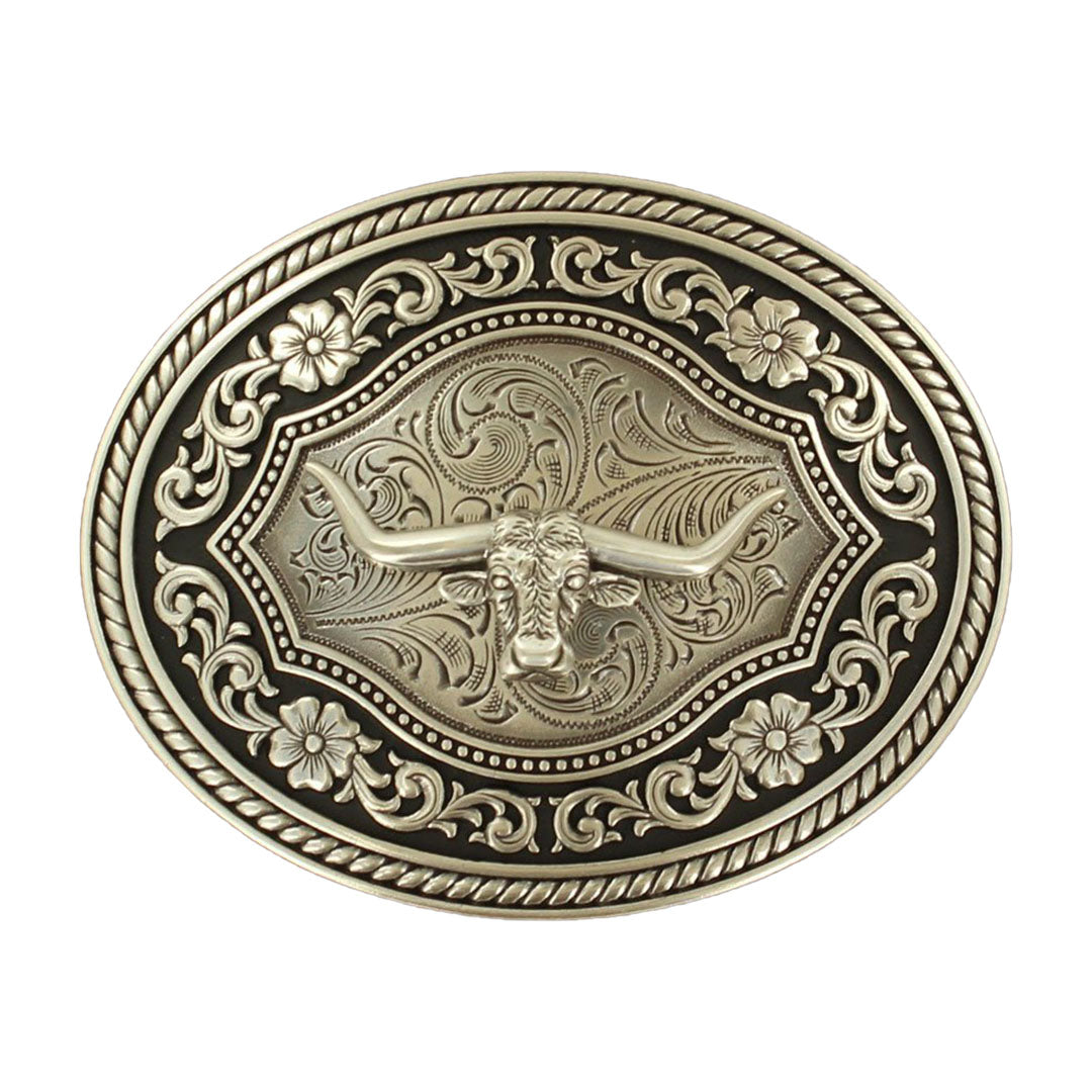 Nocona Oval Longhorn Triple Cross Belt Buckle - Gavel Western Wear