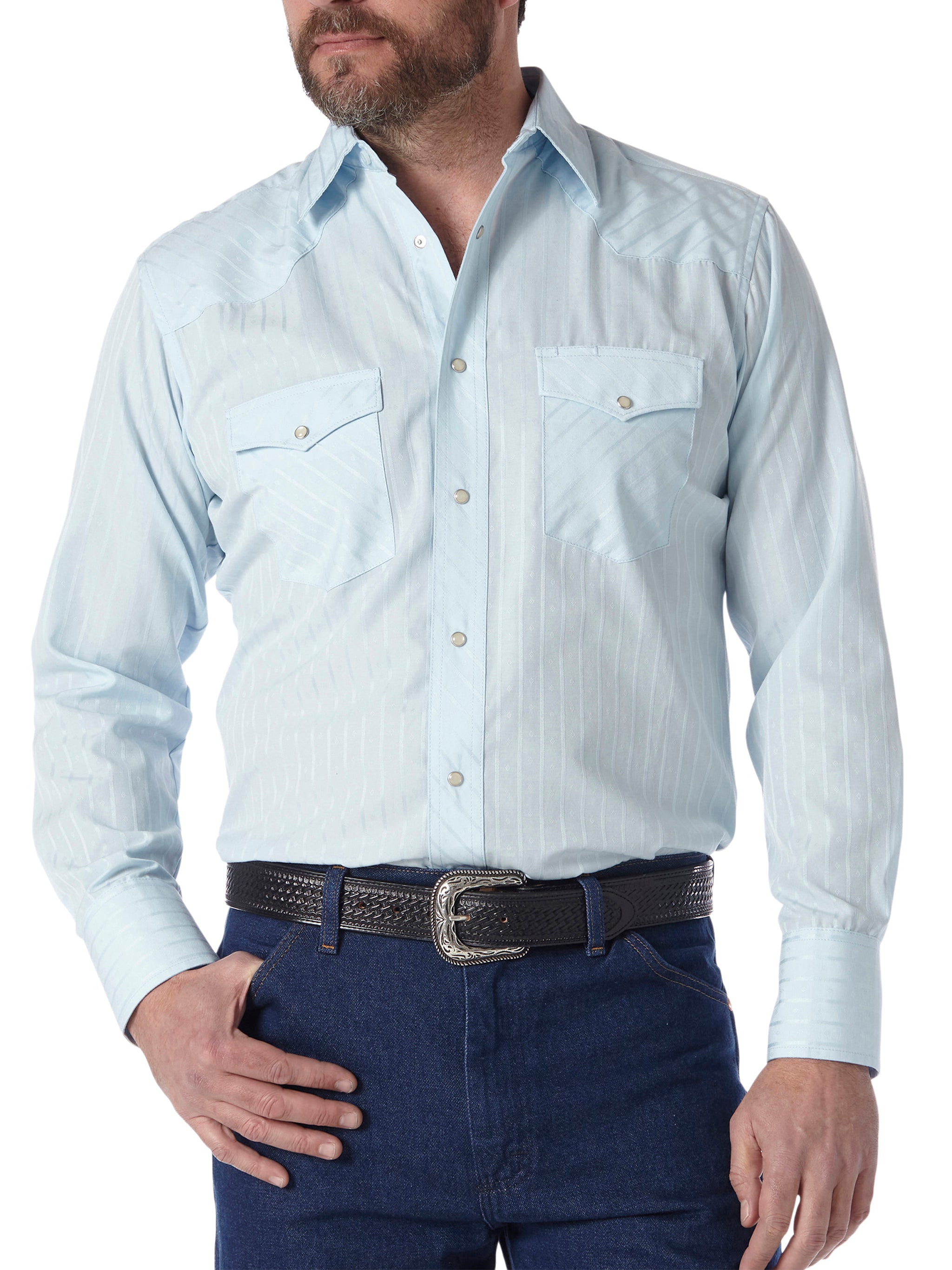 Wrangler Silver Edition Western Snap Long Sleeve White Shirt - Gavel  Western Wear