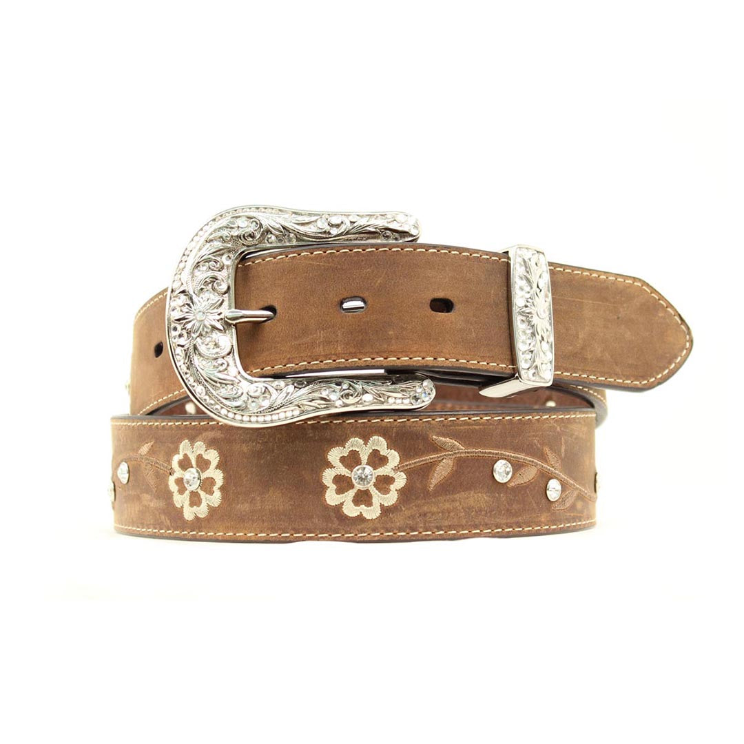 Ariat Women's Floral Embossed Western Brown Belt - Gavel Western Wear