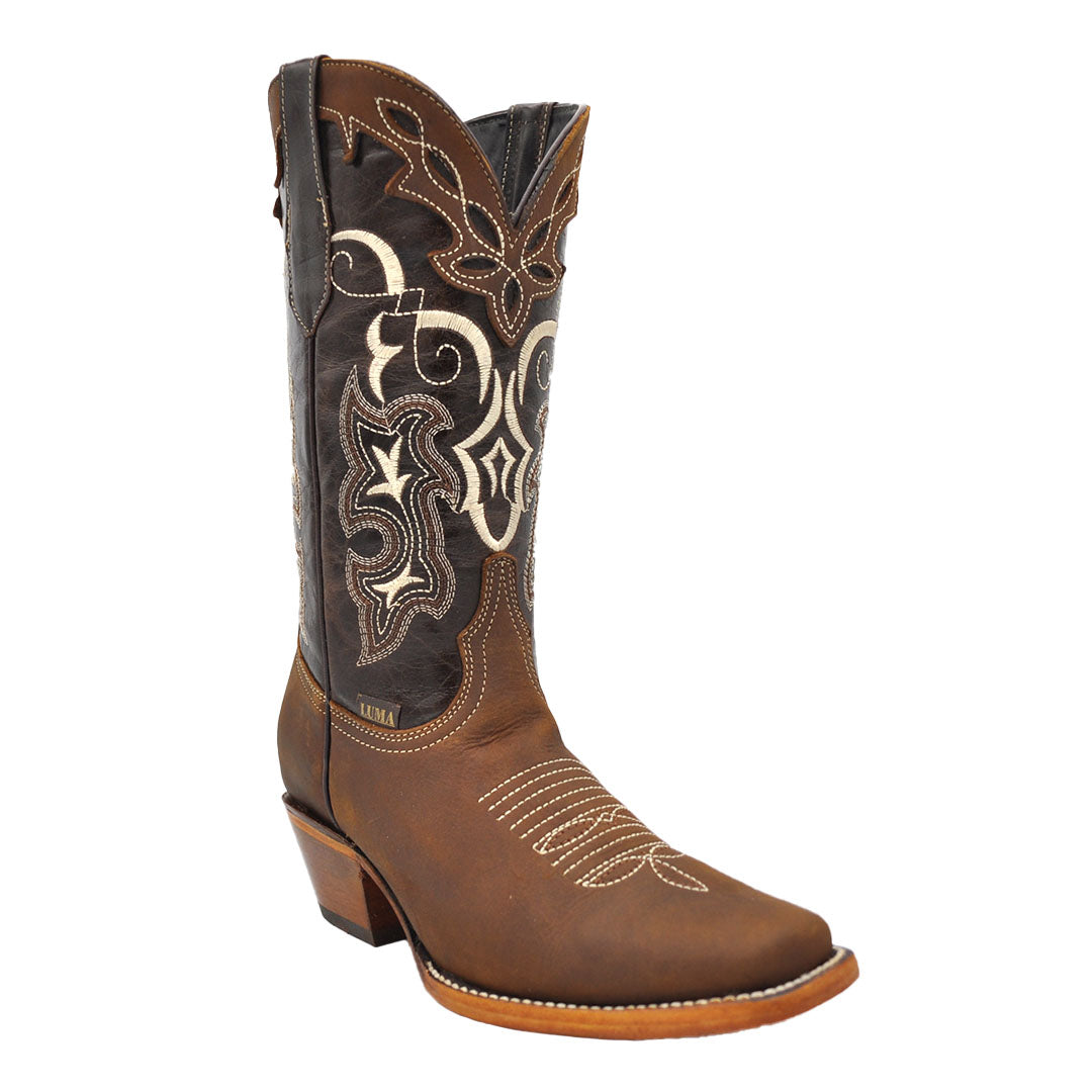Luma Carmen Women's Embroidered Brown Square Toe Boots - Gavel Western Wear