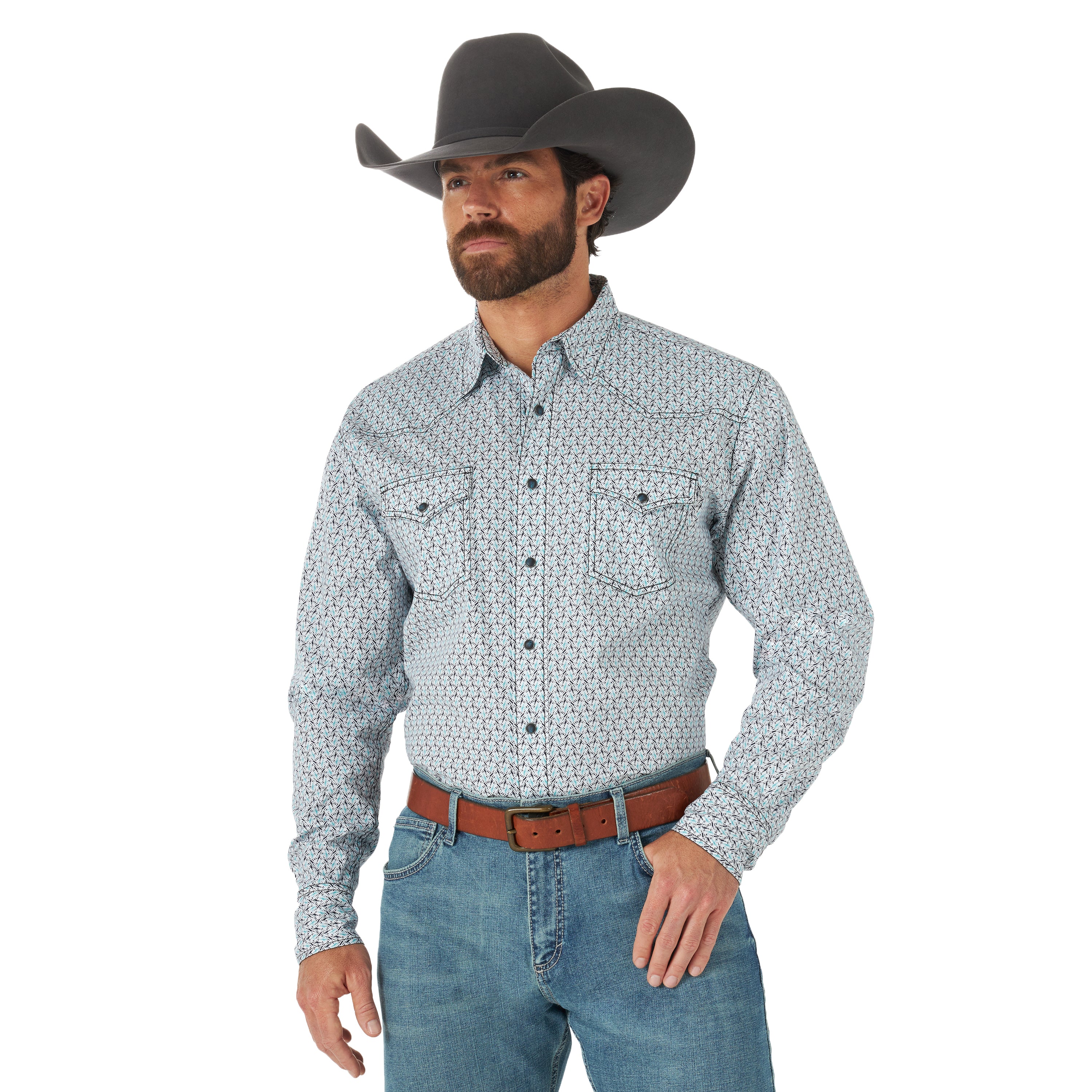 Wrangler Men's 20X Competition Western Snap Shirt Green/Black - Gavel  Western Wear
