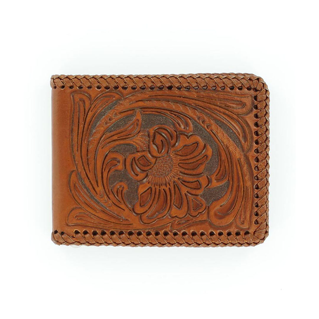 Nocona Mens Medium Brown Bifold Style Wallet - Boot Stitch Front