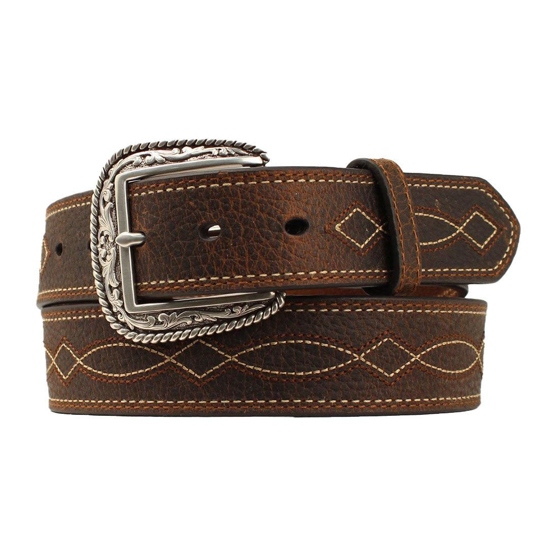 Ariat Tapered Double Stitch Oval Concho Brown Belt