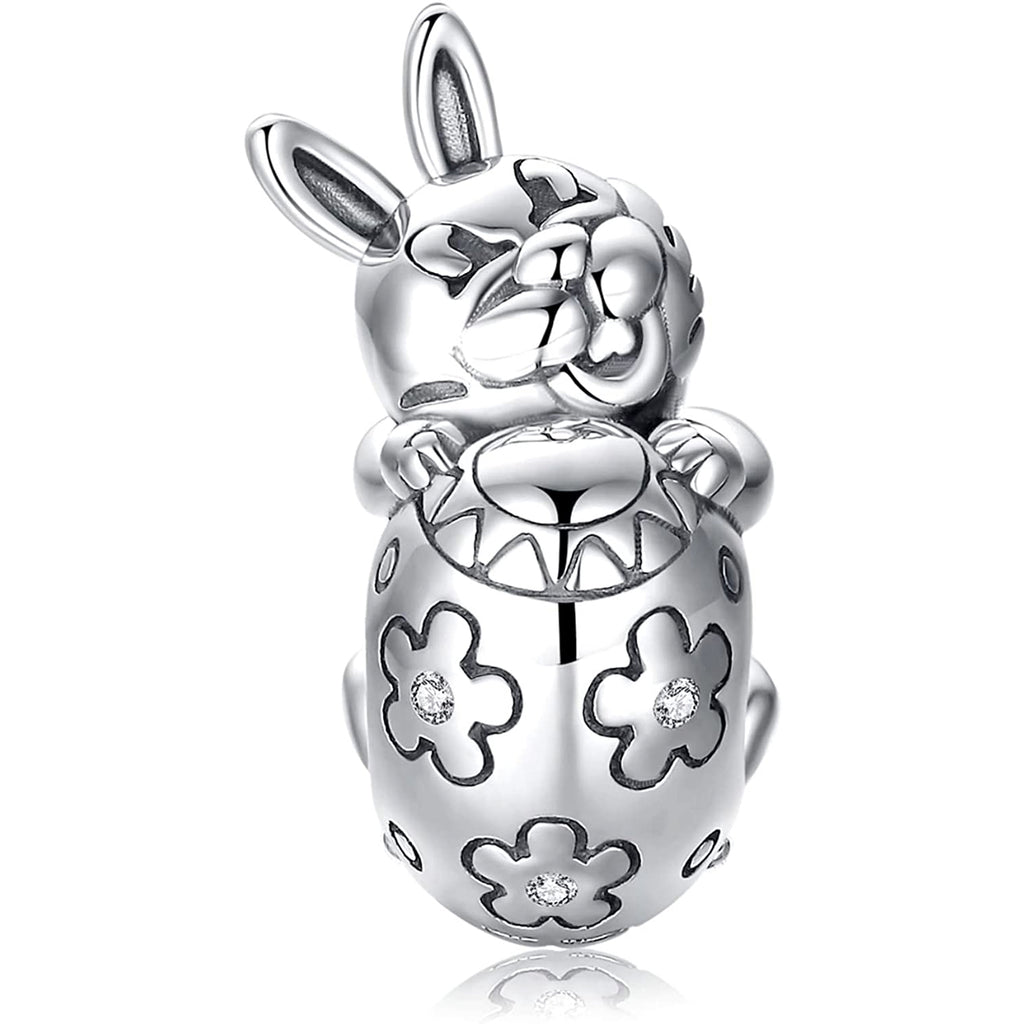 Children's Pink Easter 'Bunny Dream' Silver Plated Charm Bead Bracelet by Liberty Charms 18cm / Silver