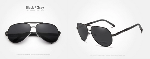 KINGSEVEN® AVIATOR Sunglasses K725  Black/Gray