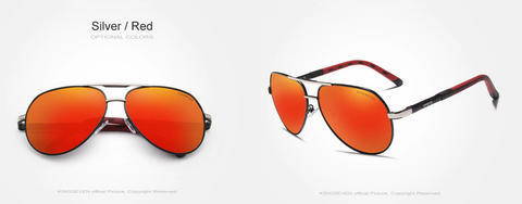 KINGSEVEN® AVIATOR Sunglasses K725  Silver/Red