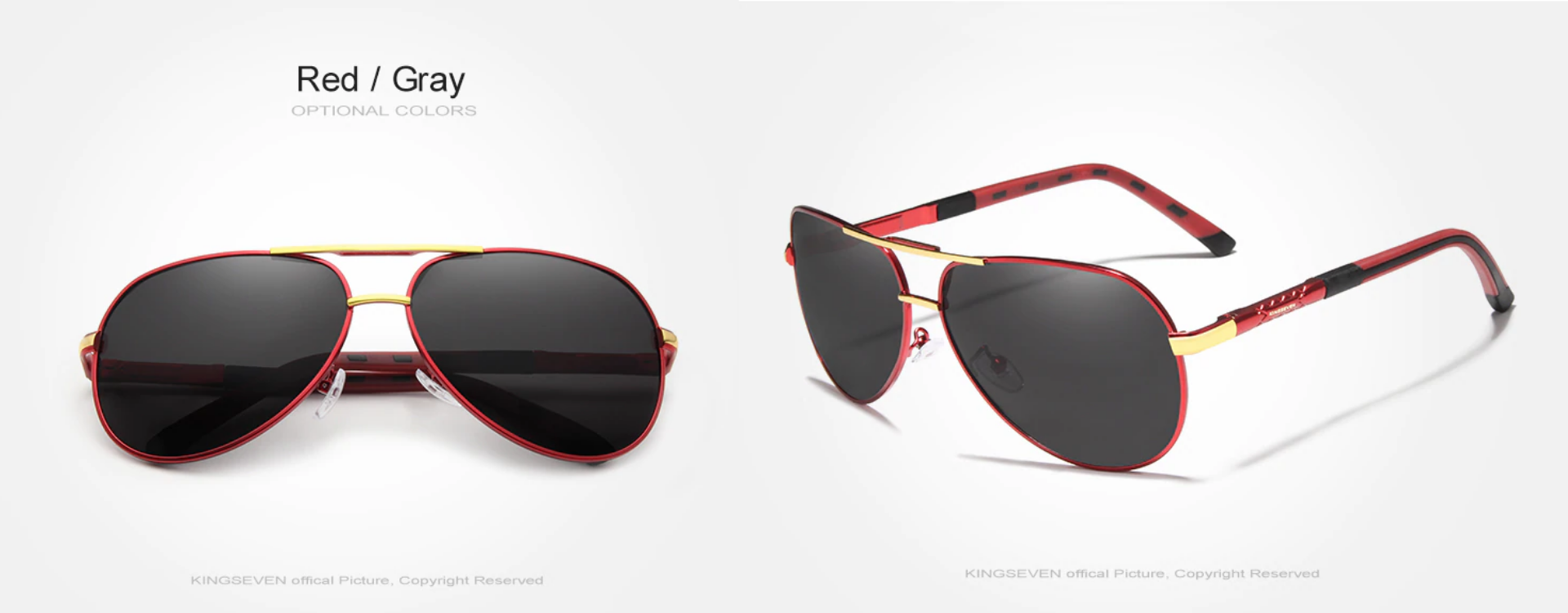 KINGSEVEN® AVIATOR Sunglasses N7252 Red/Gray