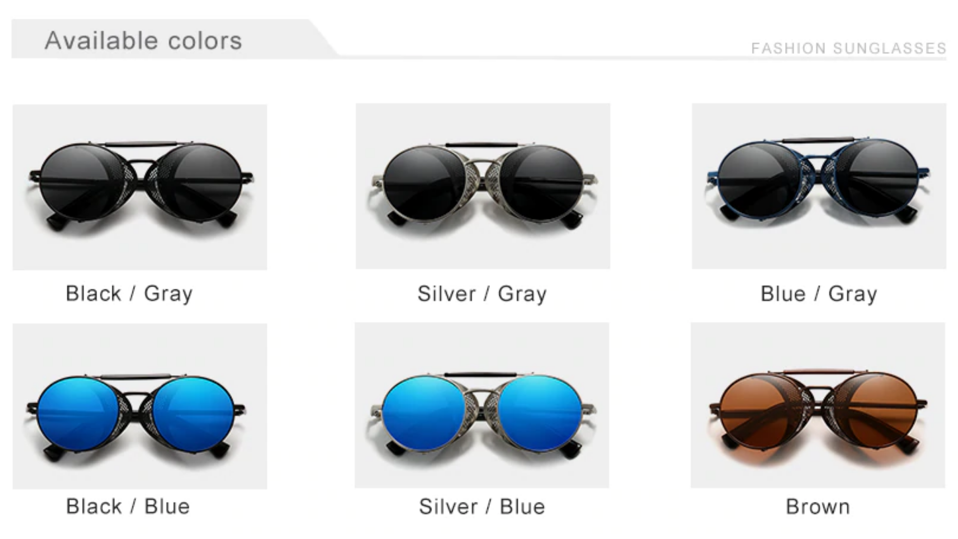 KINGSEVEN® STEAMPUNK Sunglasses N7550 Available colors