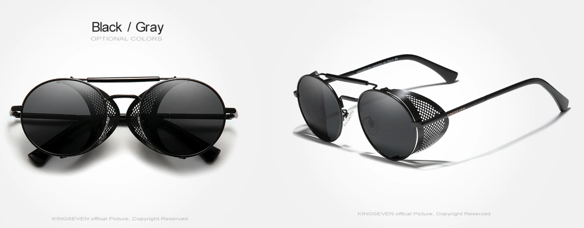 KINGSEVEN® STEAMPUNK Sunglasses N7550 Black/Gray