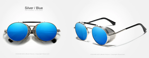 KINGSEVEN® STEAMPUNK Sunglasses N7550 Silver/Blue