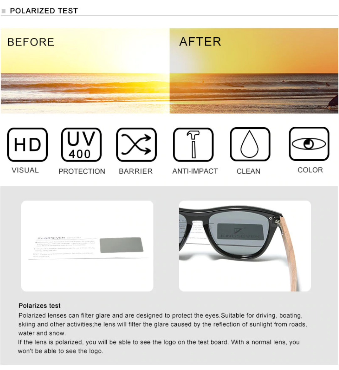 KINGSEVEN® STEAMPUNK Sunglasses N7550 Polarized Test