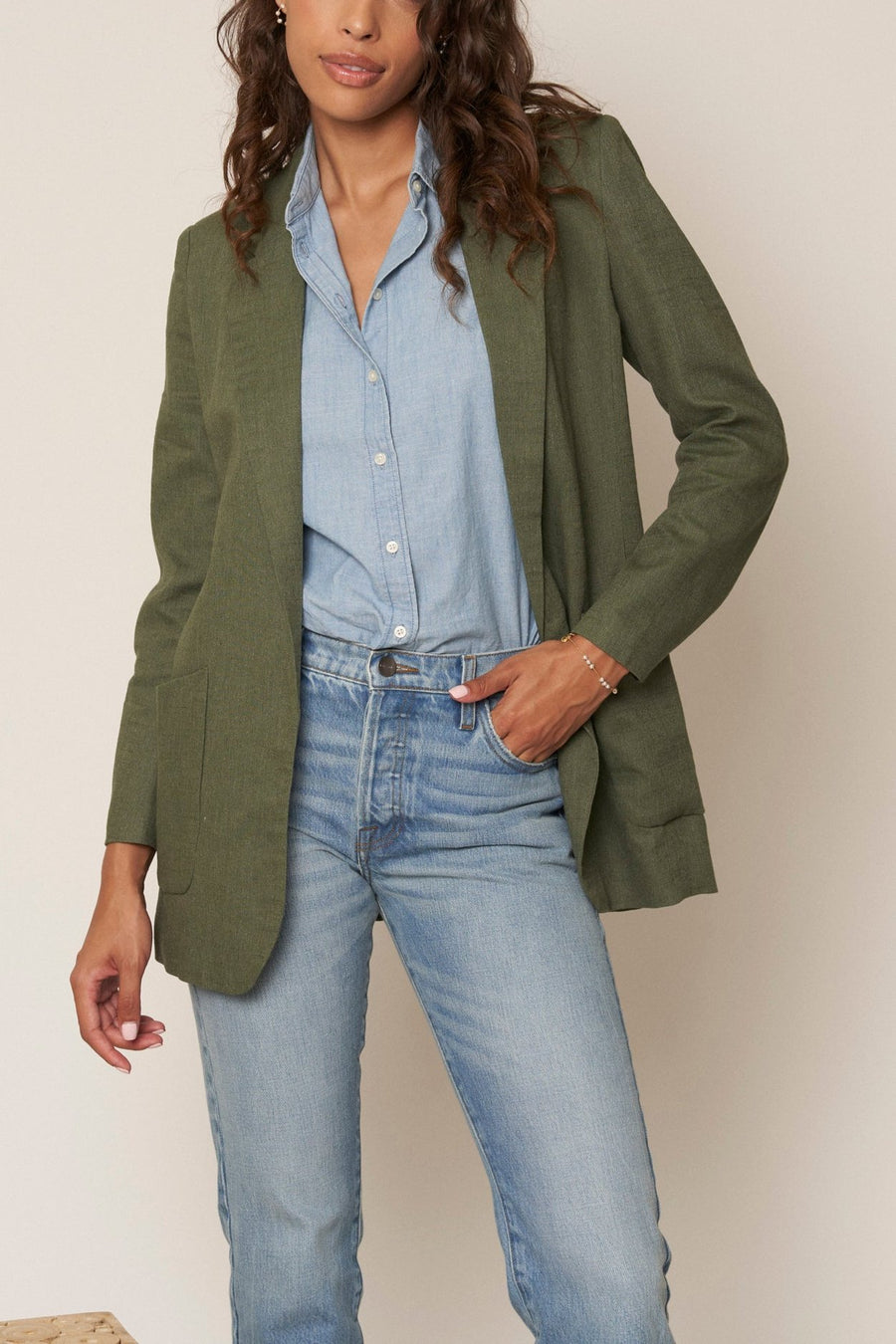 Boyfriend Linen Jacket | horsemoveis.com.br