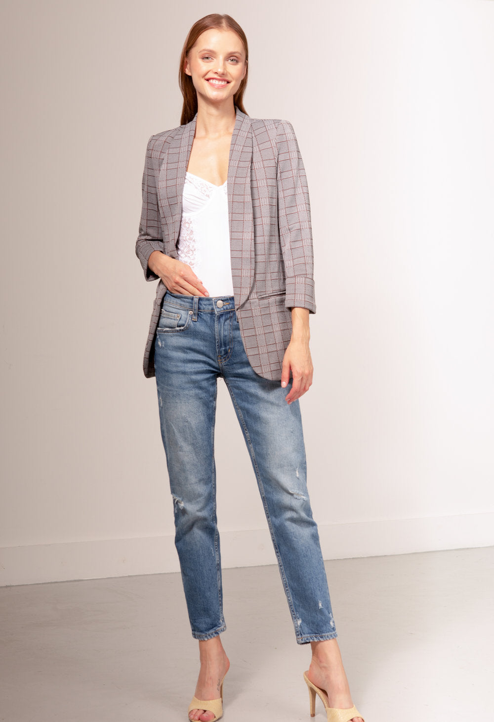 Madeline Notch Collar Blazer in Glen Plaid – KAL RIEMAN