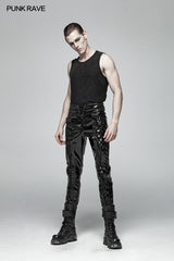 Punk Mens Glossy Patent-leather Trousers