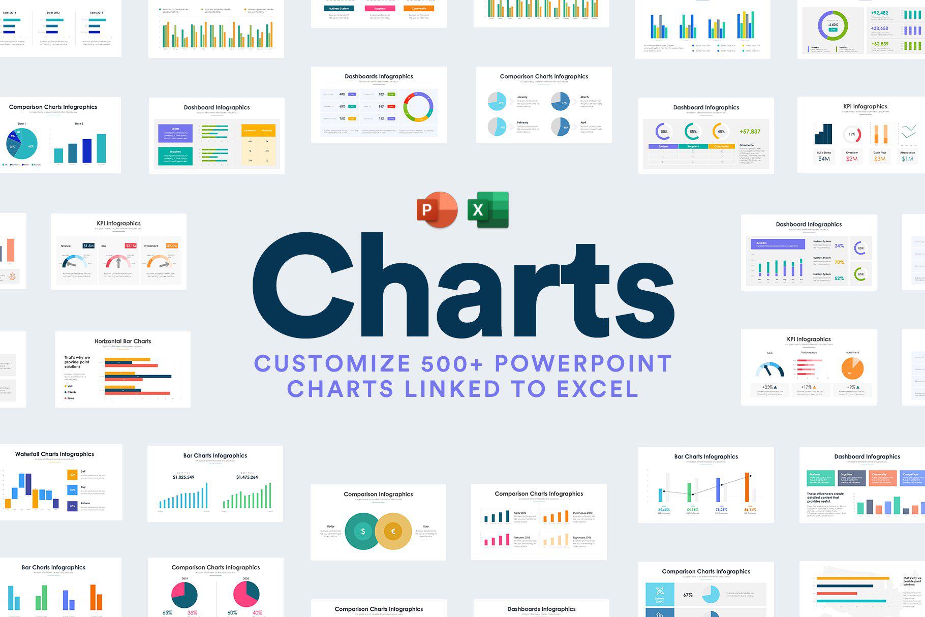 Professional Charts Bundle - Over 500 PowerPoint Charts Linked to Exce ...