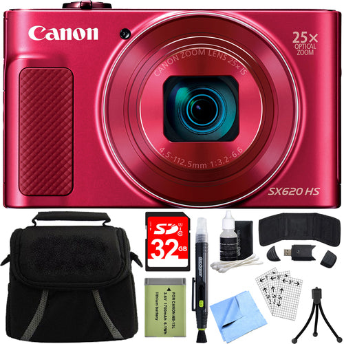 Canon PowerShot SX620 HS 20.2MP Digital Camera Red w/ 32GB Card