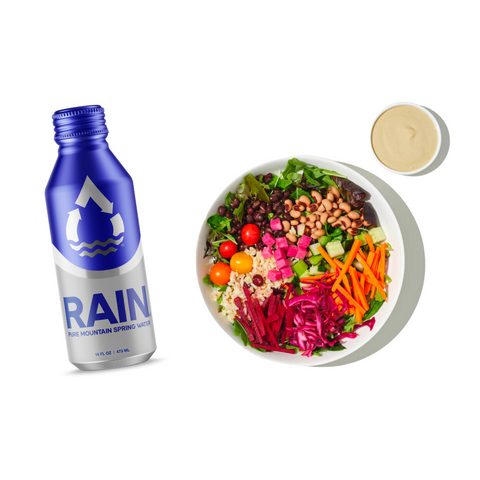 Meal Delivery Service, RAIN, RAIN Pure Mountain Spring Water, sustainable, not plastic, aluminum, spring water, Christmas, sustainable Christmas gifts, eco-friendly, holidays