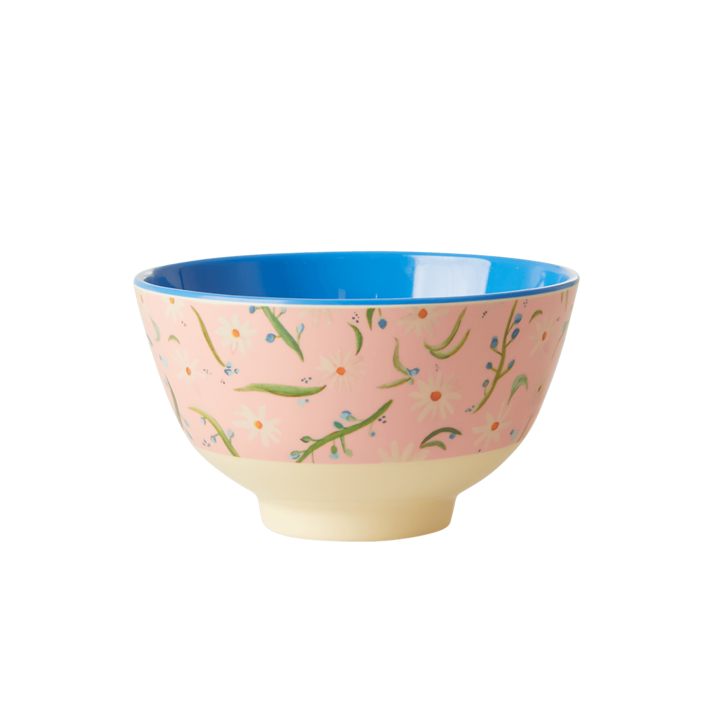 Melamine Bowl with Delightful Daisies Print - Two Tone - Small - Rice By Rice