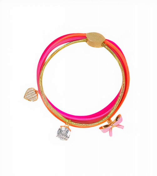 armband 8 cm polyester roze/oranje