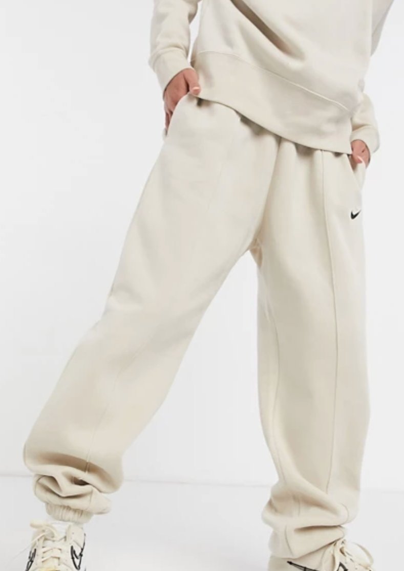 nike mini swoosh oversized trackies in khaki