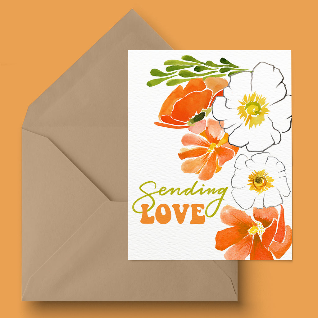 Sending Love Floral Greeting Card Paige Poppe Art 