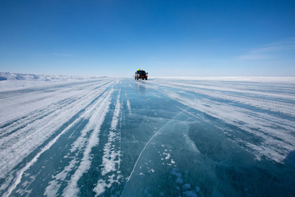 Winter ice road to Ekati mine