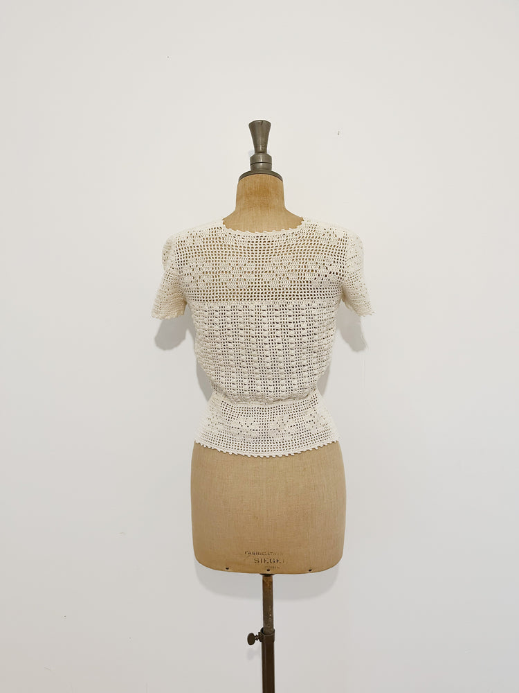 Hand Knitted Floral Crochet Top