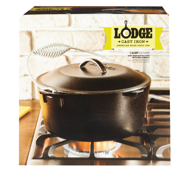 Lodge Logic Cast Iron 9 Qt Dutch Oven w/Lid & Bail Handle