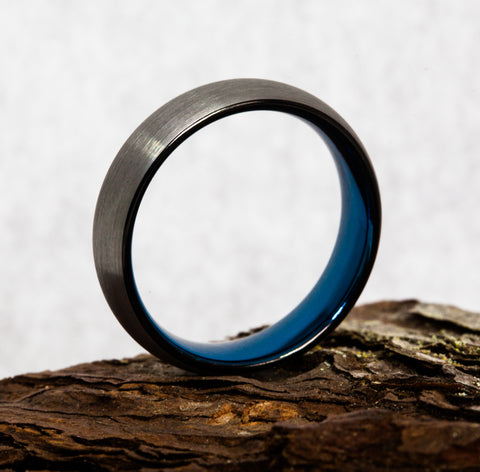 tungsten ring with blue inlay 