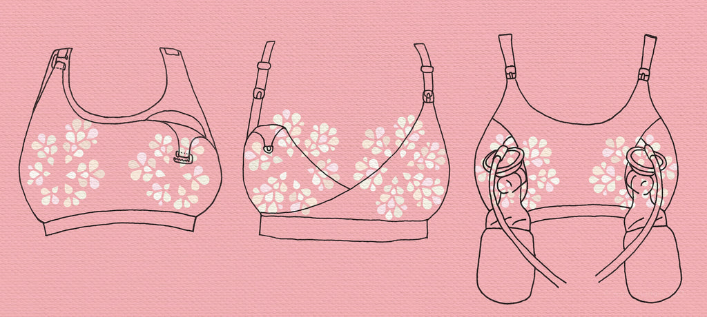 Illustration showing milk glands underneath maternity and pumping bras