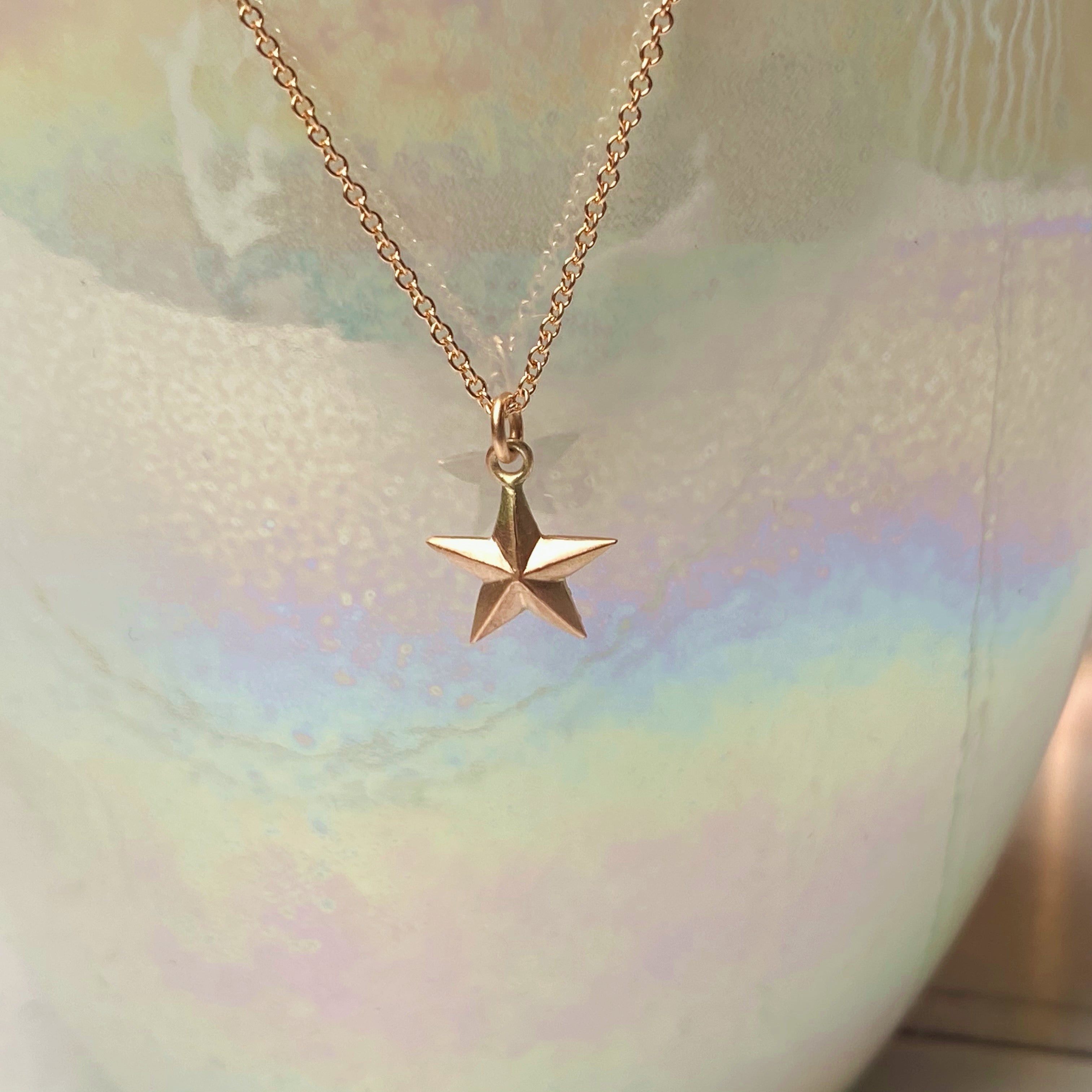 Solid Rose Gold Dainty Star Necklace
